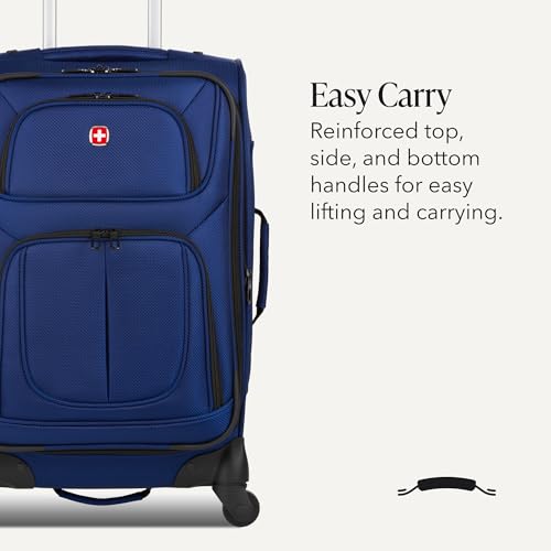 Image of SWISSGEAR Sion Softside Expandable Spinner Luggage Durable Lightweight Travel Suitcase, Blue, 2-Piece Set (Carry-On /Large)