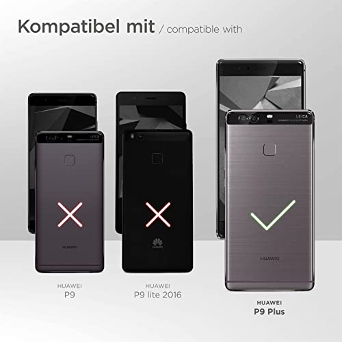 Funda Huawei P9 Plus negra protectora de cuero sintético con ranuras moex 2