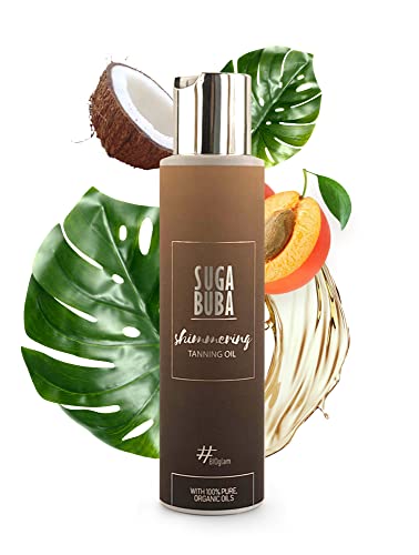 Aceite bronceador brillante Suga Buba - Loción Aceleradora del Bronceado en la Cama Solar y en la Playa - Para un Bronceado Oscuro y una Piel Hidratada y Brillante | 100 ml Cover