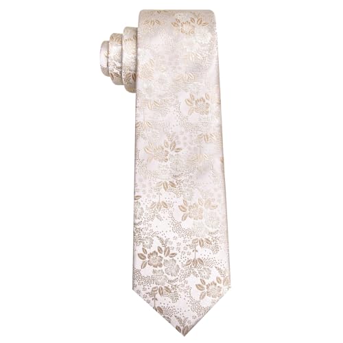 Image of Barry.Wang Men Tie Set Floral Paisley Silk Necktie Pocket Square Cufflinks Formal Wedding Party Business