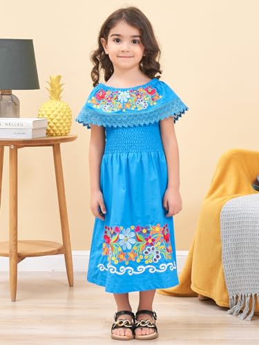 Image of Mexican Dress for Girls Traditional Vestidos Mexicanos Cinco de Mayo Embroidered Dresser Toddler Kids