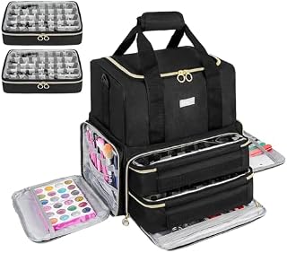 IVODEELA Nail Polish Organisers,Large Nail Varnish Storage Bag Holds 80 Bottles and a Nail Lamp, Nail Polish Carrying Case with 2 Removable Bags,Portable Nail Polish Holder for Nail Supplies