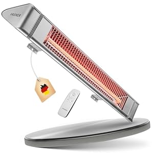 VASNER Teras 25 Infrarot Heizstrahler Terrasse - Terrassenstrahler 2500 W elektrisch - 4 Heizstufen Terassenheizer - Infrarotstrahler Terassenheizstrahler außen outdoor - Mit Fernbedienung (silber)