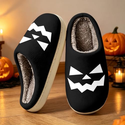Women's Holloween Pumpkin Fuzzy Slippers Soft Sole Plush Lined Foldable - image 5