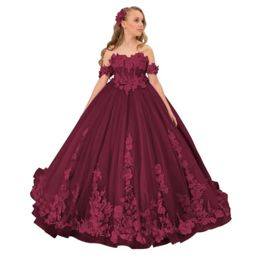 Flower Girl Dress Lace Appliques Flower Girl Dresses for Wedding Princess Pageant First Communion Dress