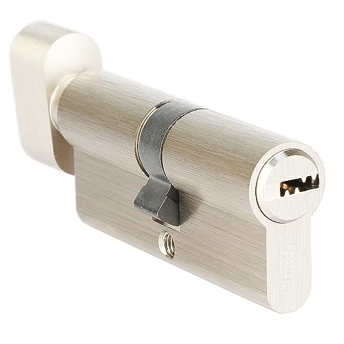 Jeriup 65mm(27.5/10/27.5) Euro Profile Lock Cylinder with 5 Keys (dimple), Single Open Copper Lock Cylinder, Anti-Rust Corrosion Resistant Anti-Theft