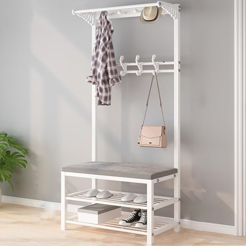 Petit rangement pour chaussures compact avec banc rembourré d'entrée