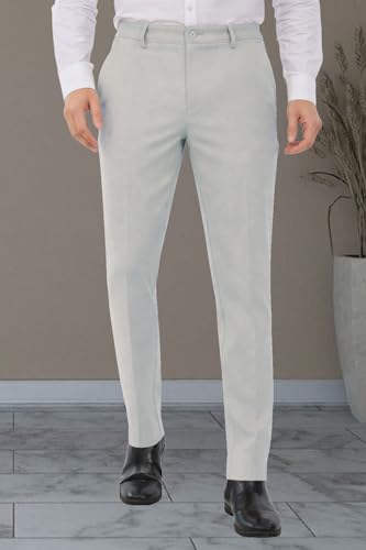 Image of SaintX Men's Formal Slim Fit Trouser | Twill Weave Premium 4-Way Stretchable High GSM Fabric Pants | Textured Classic & Modern Styled Chinos | Business Casual Office /Anytime Wear