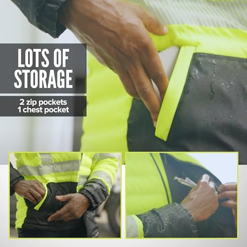 Pioneer Hi Vis Seamless Puffer Jacket for Men - High Visibility Waterproof Winter Parka - ANSI Class 3 by Pioneer - Image 7