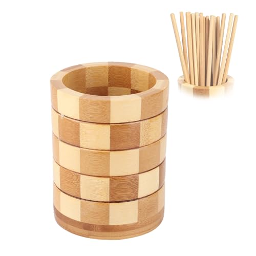OUKENS Utensil Holder, Round Bamboo Kitchen Wooden Utensil Holder Oval Chopsticks Cutlery Organizer Tableware Storage Rack kitchen decor, for Spoons, Forks, Knives