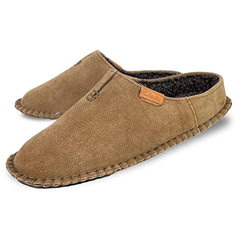 Clarks Men's Suede Leather Slipper - Indoor Outdoor House Slippers Cover