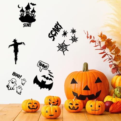 21 Pcs Reusable Plastic Halloween Stencils, Pumpkin Bat Scarecrow Templates for Painting on Wood, DIY Decor - image 5