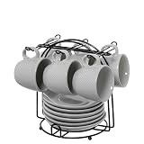 SET 6 TAZAS CAFE C/PLATO CERAM ICA BLANCA C/SOPORTE METAL NEG