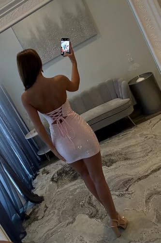 Cadoly Modest Sparkly Sequin Short Homecoming Dresses 2025 Tight Corset Cut Out Mini Cocktail Party Dresses for Teens4