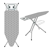 5.Panneau de repassage spacieux et respirant : la surface de repassage spacieuse de 120 x 45 cm peut facilement repasser de grands articles de différents types de vêtements, et la planche à repasser est équipée d'un treillis en fer métallique, d'une housse en mousse respirante et 100 % coton. Ce matériau est perméable à la vapeur, lui permettant de mieux répartir et retenir la chaleur. La housse avec cordon de serrage empêche le froissement et la housse 100 % coton avec couche de mousse résistante à l'abrasion est lavable et amovible pour plus de durabilité et de propreté.