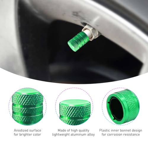 image for Ziciner 5 PCS Car Tire Valve Stem Caps, Anodized Aluminum Wheel Stem C