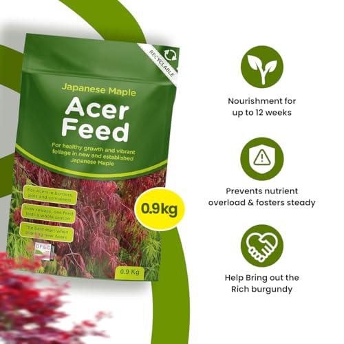Zopper Acer Feed Japanese Maple 0.9 Kg Organic Slow-Release Fertiliser for Acers in Pots, Borders & Containers Enhances Foliage Colour & Supports Healthy Growth | One Application Lasts a Season