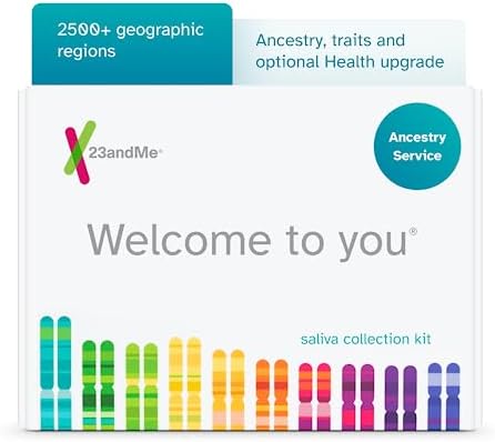 23andMe Ancestry Service - DNA Test Kit with Personalized Genetic Reports Including Ancestry Composition with 2500+ Geographic Regions, Family Tree, DNA Relative Finder and Trait Reports