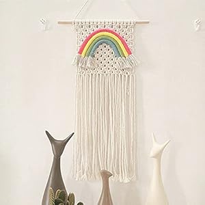Macrame Muur Opknoping Hand-Woven Tapestry Boho Muur Opknoping Decor Katoenen Kwastje Het ontwerp van Rainbow for thuis…