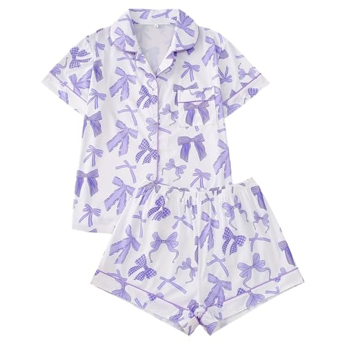 Pyjama à manches courtes respirant et short de sommeil doux contre la chaleur nocturne