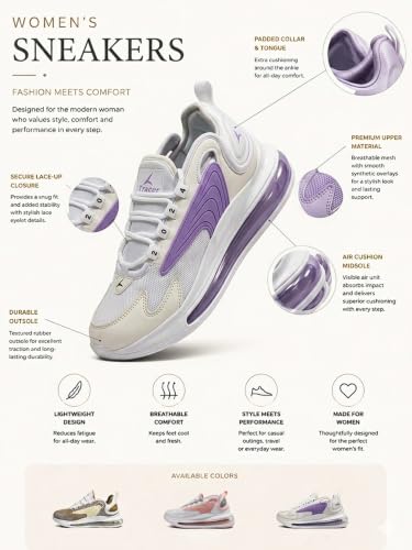 Image of TRACER Women's Running Shoes, Lightweight, Breathable, Athletic Shoes, Comfortable Gym, Walking, Jogging, Training Footwear, for Everyday Use, Available in Sizes 3 to 8 UK