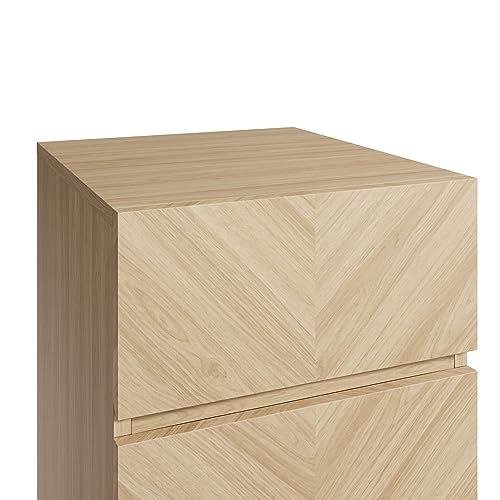 GFW Catania Pair of Bedside Drawers Sideboard Cabinet, Modern Herringbone Design Wood Effect Finish Bedroom Furniture Storage Chest, Euro Oak, Height 60.5 x Width 35 x Depth 40 - Image 7