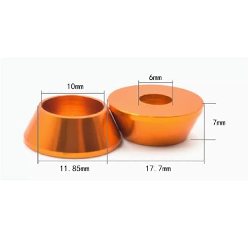 Miniatura 8 de 20pcs M6 Cono Arandelas de Copa Anodizado Aleación de Aluminio Junta de Tornillo Arandelas avellanadas (negro)