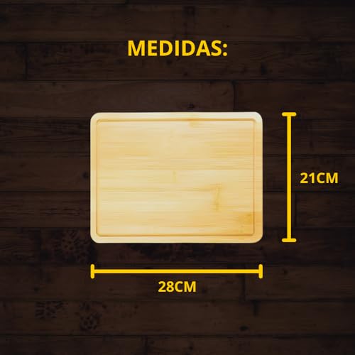 Tábua de Corte em Bambu Natural 21x28cm - Durável, Ecológica e Antibacteriana - Ideal para Cozinha S
