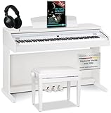 Classic Cantabile DP-50 WM E Piano Digital Piano 88 Tasten mit Hammermechanik, 14 Voices, Kopfhöreranschlüsse, USB, 3 Pedale, Notenhalter - inkl. Pianobank, Kopfhörer, Klavierschule - weiß matt