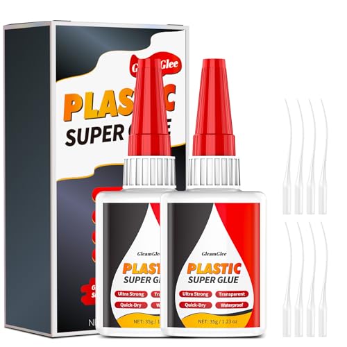 Super Glue for Plastic, 2 Pack – 35g (1.23 oz) Each, Heavy Duty Cyanoacrylate CA Glue for PLA, 3D Printing, Miniatures, ABS, PVC & DIY Plastic Repai