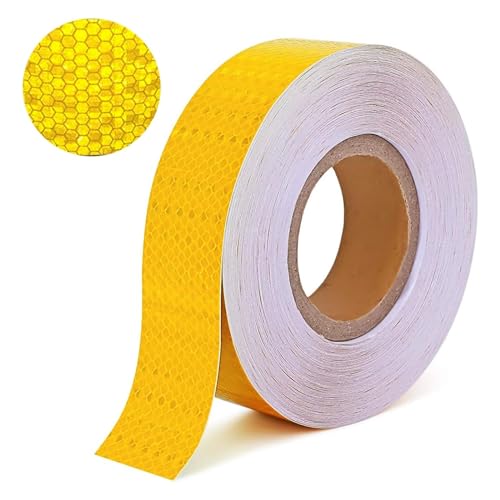Yuqilin Nastro Catarifrangente Adesivo, 10m x 5cm Catarifrangente Adesivo, Molta Forza Adesivi Catarifrangenti, Cospicuo Nastro Segnaletico, per Camion, Rimorchi, Auto, Moto (Giallo)