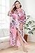 BABEYOND Women's Kimono Robe Long Satin Silky Robes with Peacock and Blossoms Printed Kimono Nightgown