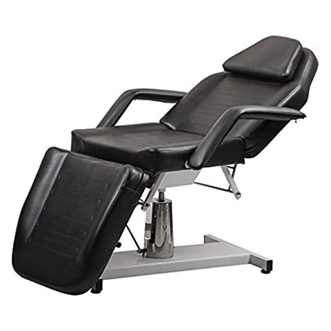 Salon Style Multi-Function Adjustable Hydraulic Beauty Bed in Black PU Material Facial Acupuncture Massage Bed (Black) Cover