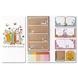B1ykin Cute Sticky Notes Set - Just One More Chapter Self-Stick Notes Pad, 550 Sheets Writing Memo Pages Sticky Notepad for Teacher Appreciation Gift, School Office Party Favors Supplies (Wildflower)