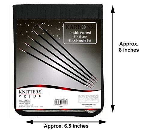 Knitter's Pride Knitting Needles Karbonz Double Pointed Dpn 6 Inch (15Cm) Set 5 Of 6 Sizes Bundle With 1 Artsiga Crafts Project Bag 110604 #TOP1