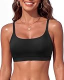 Women Black Sports Bra Swimsuit Top - Swim Bra Bikini Top On...