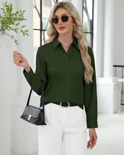 Image of J.VER Button Down Shirts for Women Stretch Collared Cotton Long Sleeve Dress Shirt Business Casual Blouse for Work