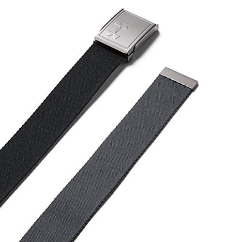 Image of Under Armour UA Men's Webbing 2.0 Belt, Versatile Belt, Reversible Belt Men, Black (Black/Pitch Gray/Silver (002)), one size