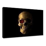  Nr. H1877M_PC1G Tableau imprimé sur toile Motif tête de mort avec rose 40 x 60 cm