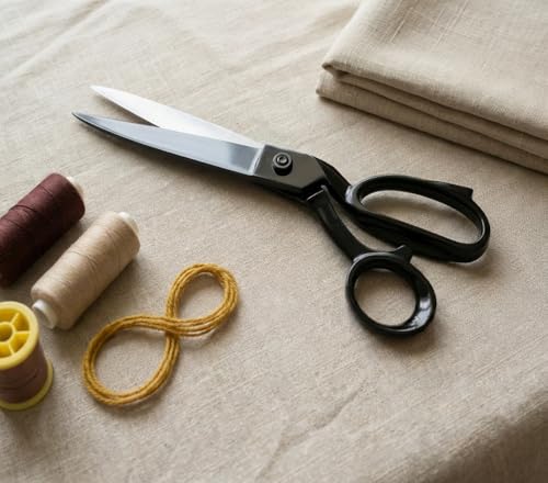 Image of Bromans Handmade Stainless Steel Tailoring Scissors 9-Inch - Black Fabric Cutting Shears for Sewing & Dressmaking