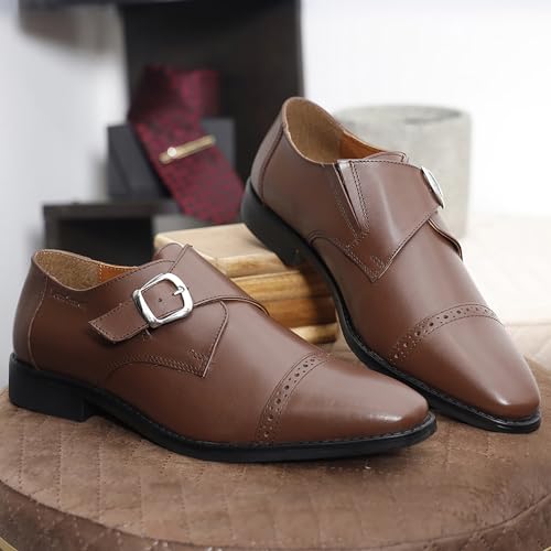 Image of LOUIS STITCH Men's Formal Shoes | Italian Leather Double Monk Strap Handcrafted | Stylish Slipon Shoes for Business, Formal, (LSRXSM)