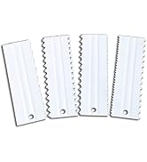 Hendiy Cream Scraper,4 psc/set with 8 Patterns Cake Scraper,Decorative Mousse Butter Cream Cake E...