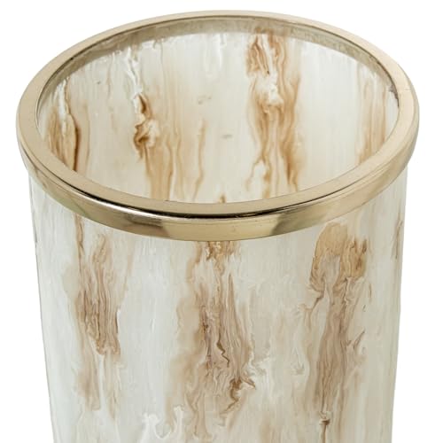Vase en verre marbré blanc et marron 46 cm idéal pour sublimer les fleurs de votre salon