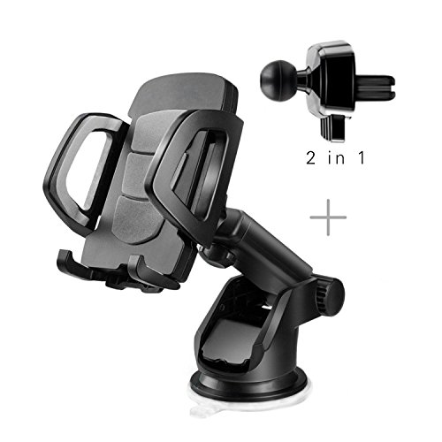 Car Phone Holder, Adjustable and Universal Dashboard Air Vent Car Mount Windshield Holder Cradle with Strong Sticky Gel Pad for Smartphone