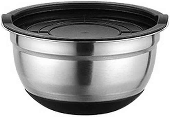 Household Salad Bowl Kitchen Accessories Set with Lid Large Capacity Non-Slip Bottom Polished Surface Easy to Clean Food Storage I