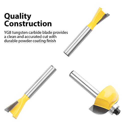 KOWOOD Router Bits Sets of 35B Pieces 1/4 Inch T Shape Wood Milling Cutter