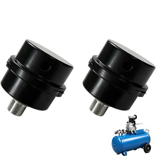 2 Pièces Silencieux Compresseur d’Air G3/8 16mm Métal, Filtre à Air d’Admission pour Compresseur Sans Huile avec Réduction du Bruit pour Atelier et Garage