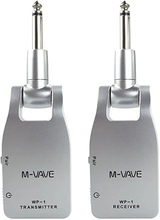 M-VAVE Áudio Sistema Sem Fio Profissional 2.4GHz para Guitarra e Baixo - Transmissão Digital 24bit/48KHz, Baixa Latência (<12ms), Alcance de 30m