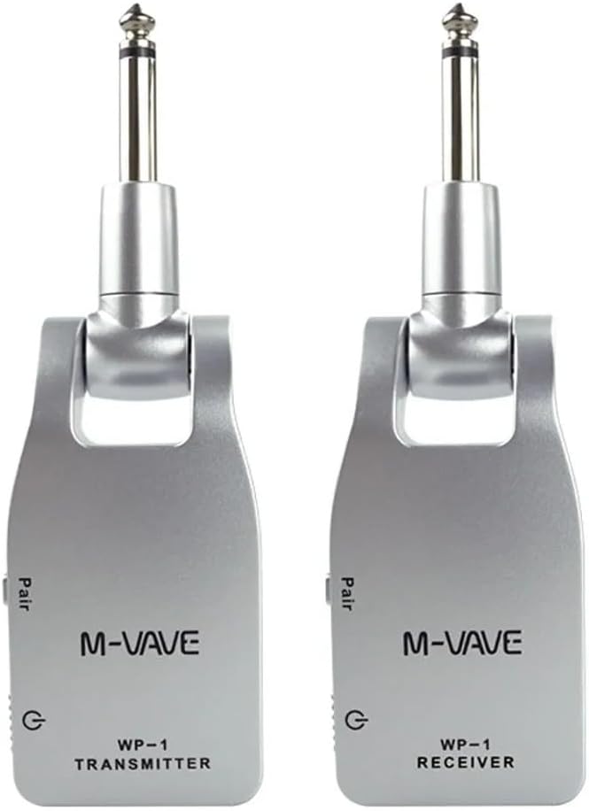 M-VAVE Áudio Sistema Sem Fio Profissional 2.4GHz para Guitarra e Baixo - Transmissão Digital 24bit/48KHz, Baixa Latência (<12ms), Alcance de 30m
