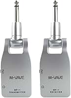 M-VAVE Áudio Sistema Sem Fio Profissional 2.4GHz para Guitarra e Baixo - Transmissão Digital 24bit/48KHz, Baixa Latência (<12ms), Alcance de 30m, Bateria Recarregável 7.5h(6 Dispositivos Simultâneos)